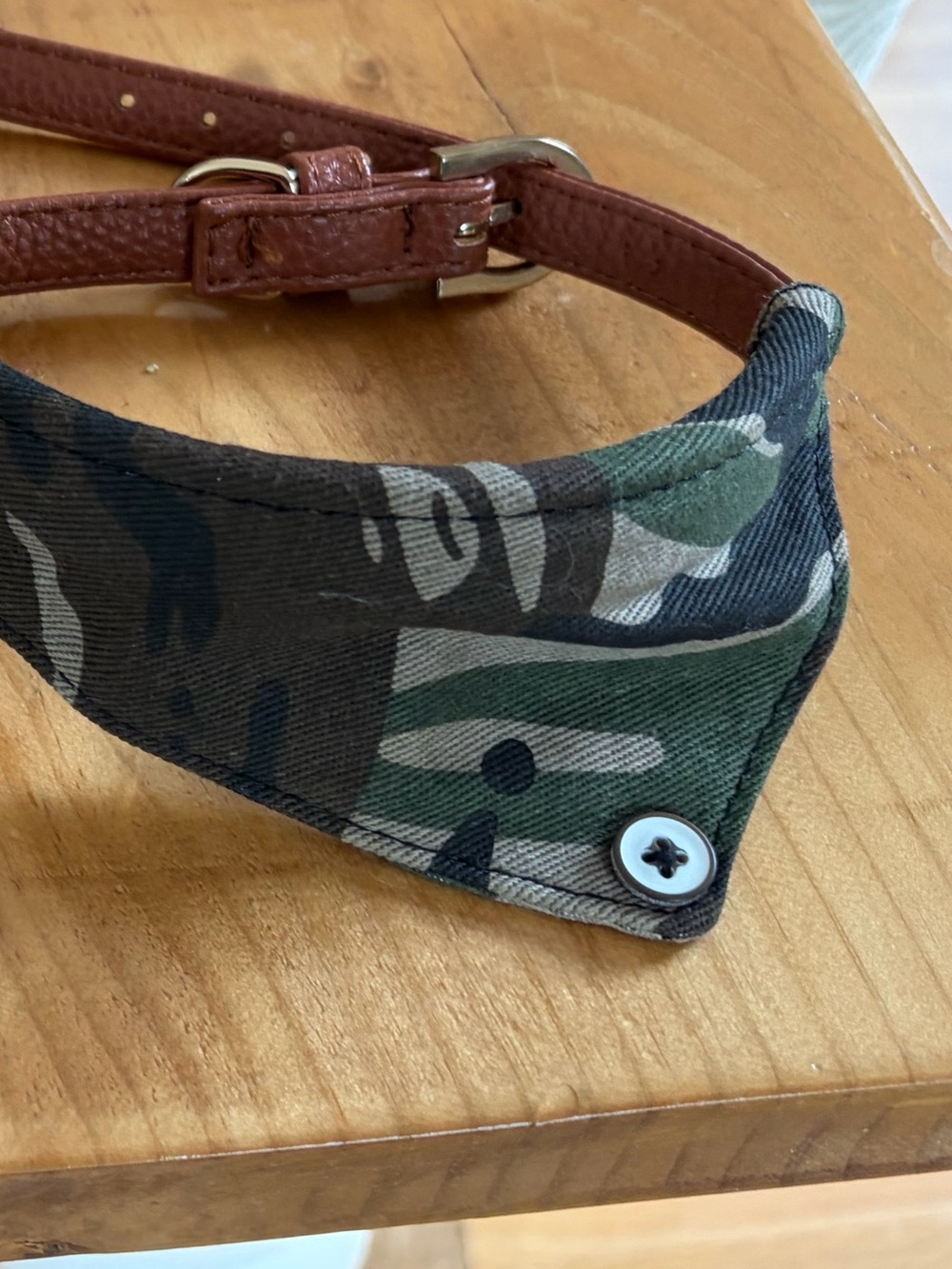 Camouflage Fabric and faux Leather leash Green/Brown